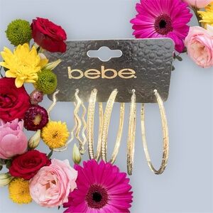 bebe Gold-Tone Mixed Hoop & Wavy Hair Clip Set